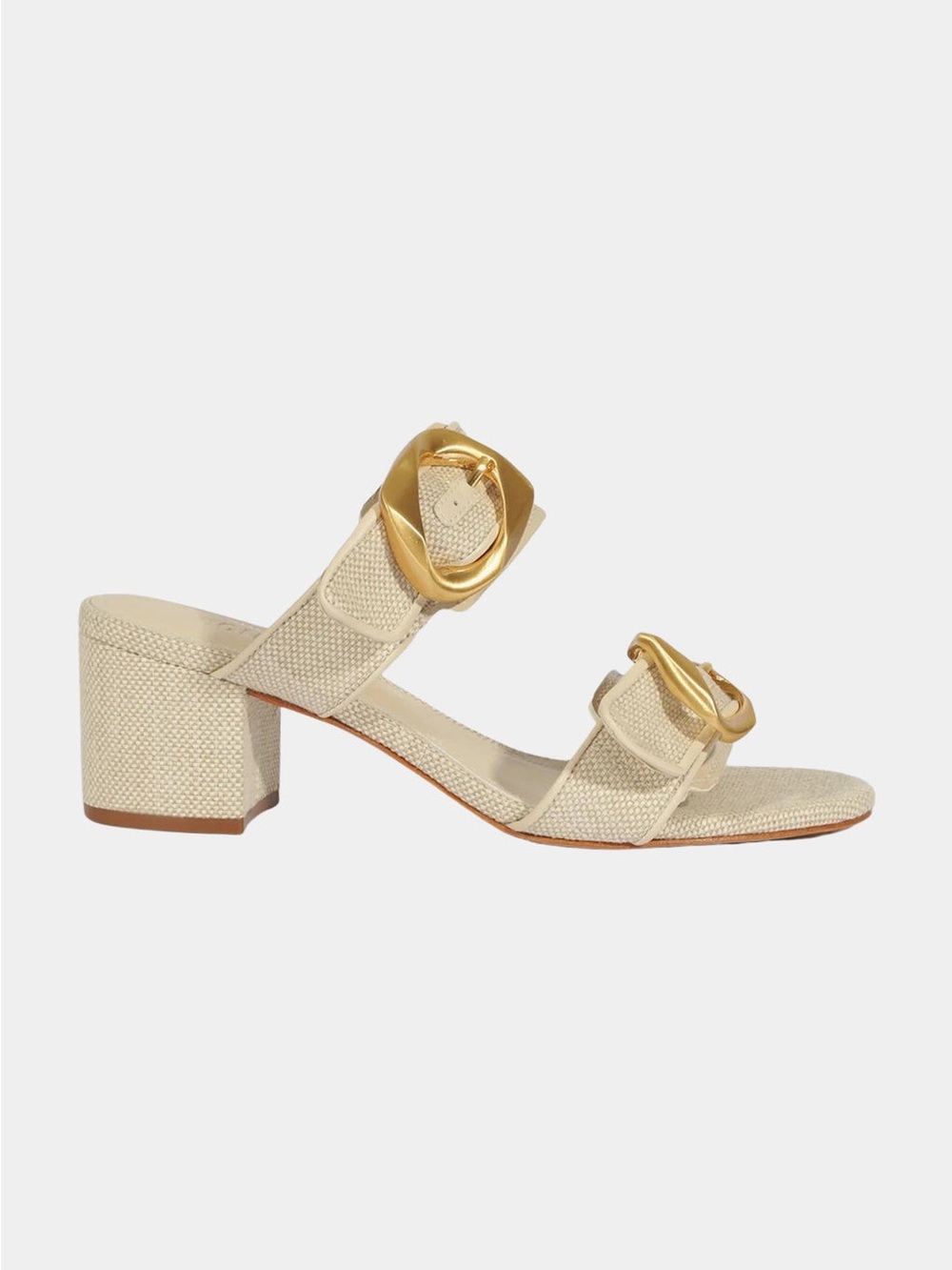 Schutz Olga Sandal Oyster Block Heel Raffia - Picture 2 of 14